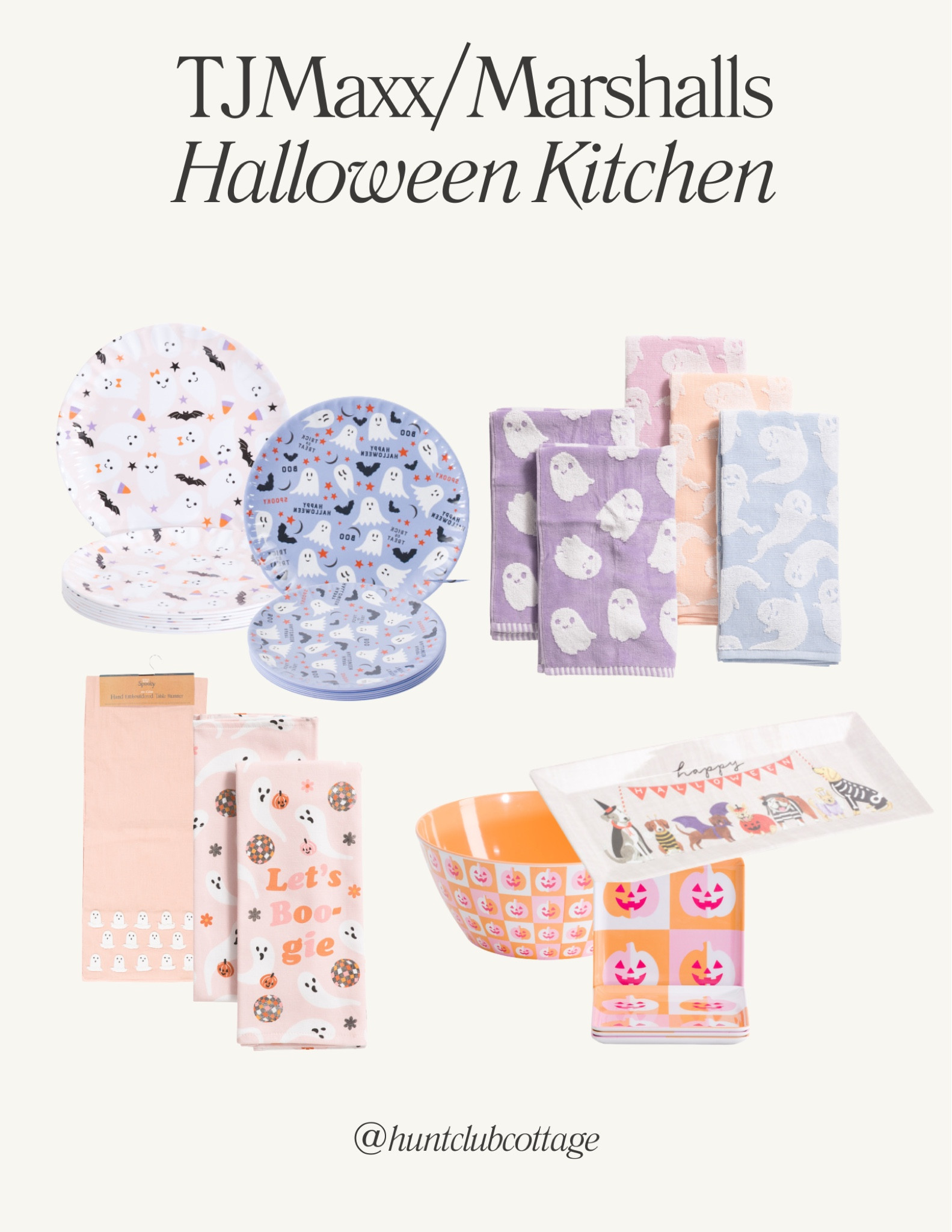 TJMAXX Marshalls Halloween Kitchen 

Pumpkin, colored Halloween, ghosts, dish towels, halloween plates, Halloween bowls 