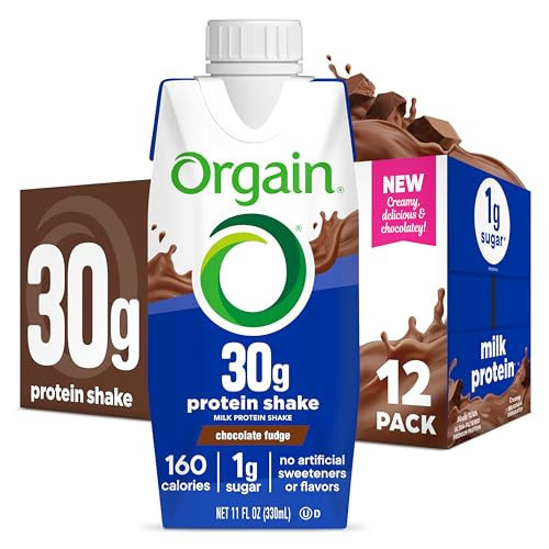 Orgain 30g High Protein Shake, Dairy Isolate Milk Protein, Chocolate Fudge, 5g BCAAs, 1g Sugar Per Serving, Meal Replacement, Ready to Drink, Keto Friendly, Gluten-Free 11 Fl Oz (Pack of 12) | Amazon (US)