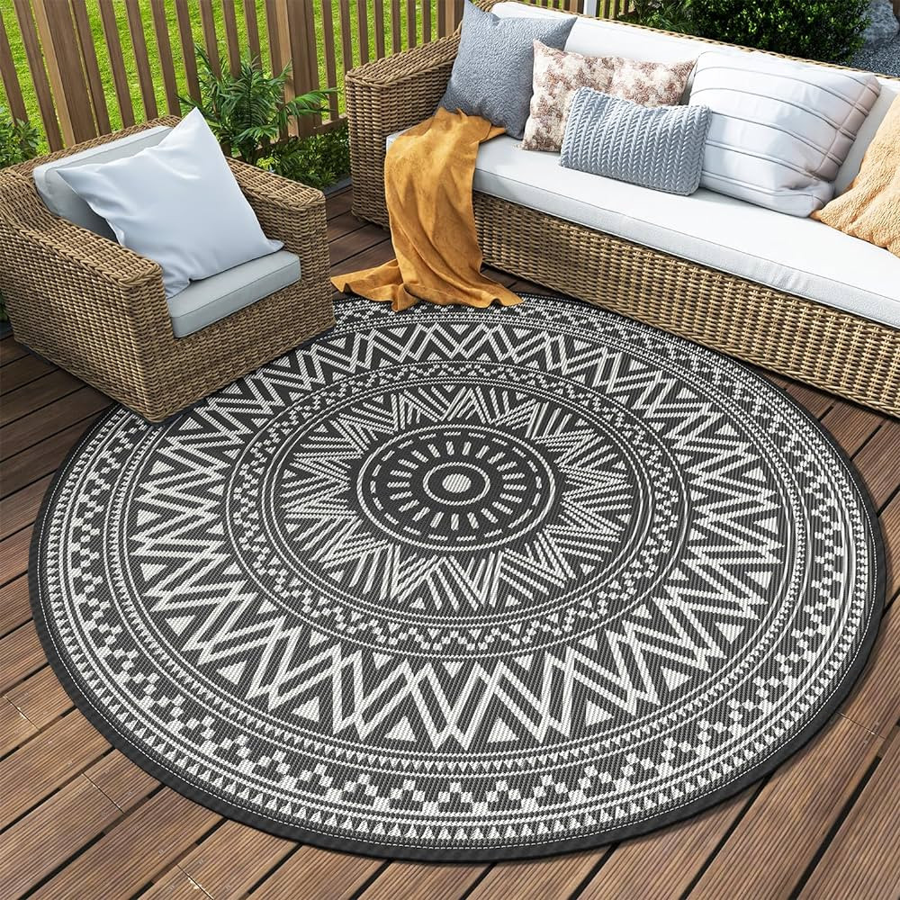 Outdoor Rug Waterproof 6FT Boho Round Outdoor Carpet Portable RV Camping Rug Mat-Reversible Non F... | Amazon (CA)