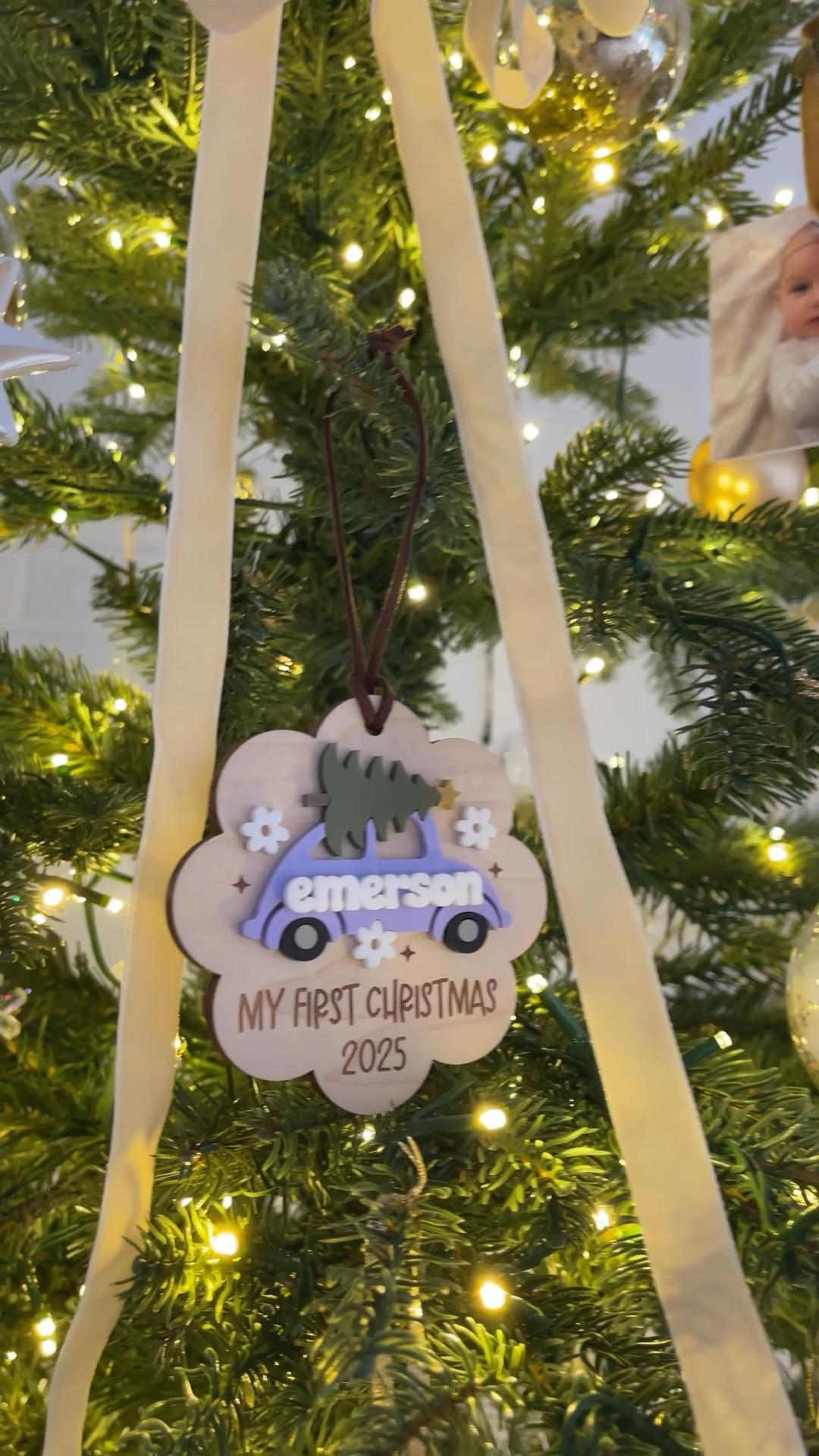 Personalized baby’s first Christmas ornament for our baby girl — comes in so many colors and two different styles! It looks so cute on our tree 🤍

#LTKHoliday #LTKGiftGuide #LTKBaby