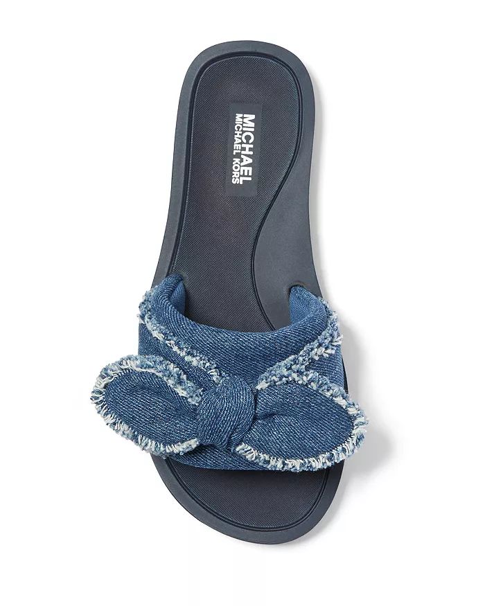 Women's Betsy Distressed Bow Denim Slide Sandals | Bloomingdale's (US)