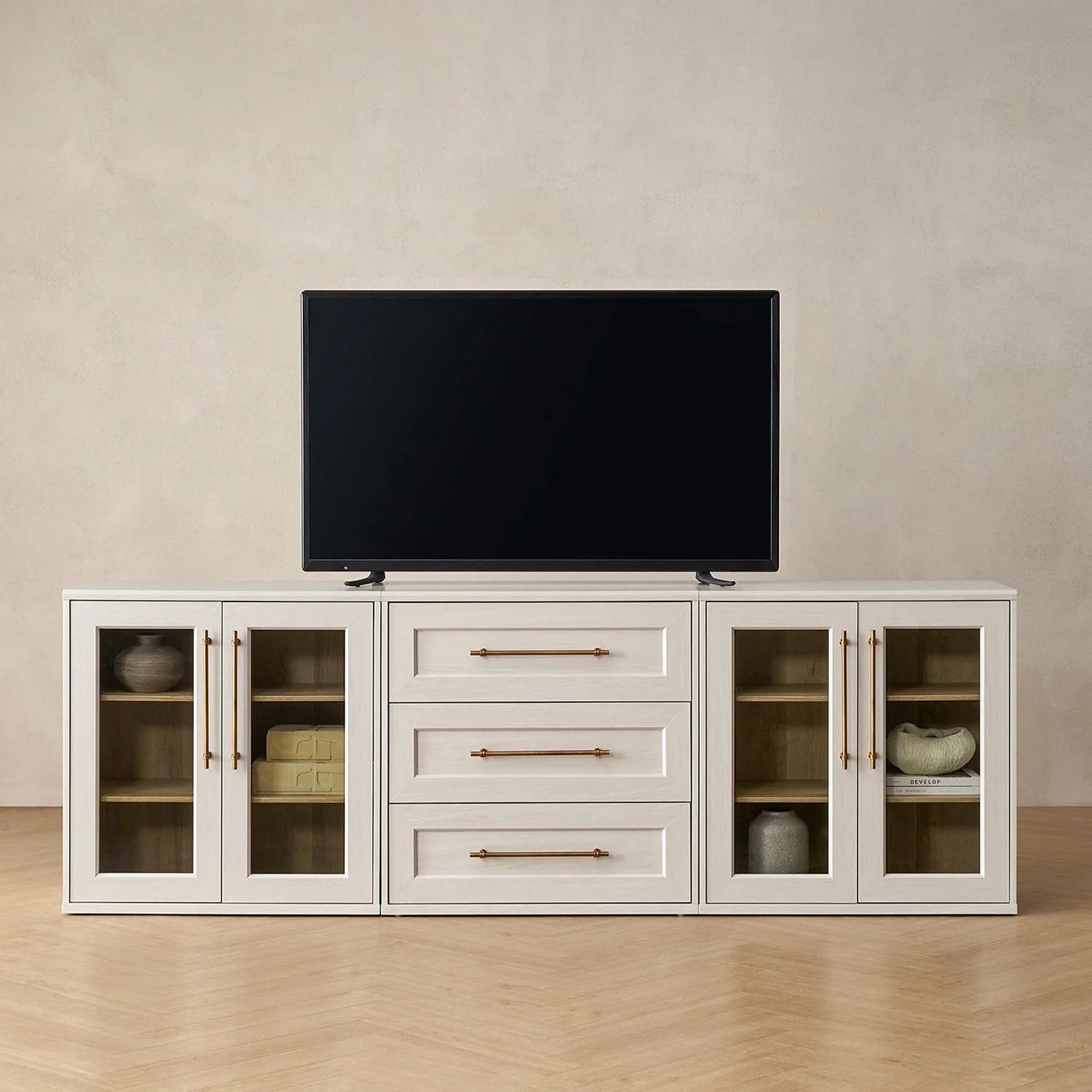 Mopio Blake 3 Piece Entertainment Center with Storage, Modern Farmhouse Modular Storage Cabinet D... | Walmart (US)