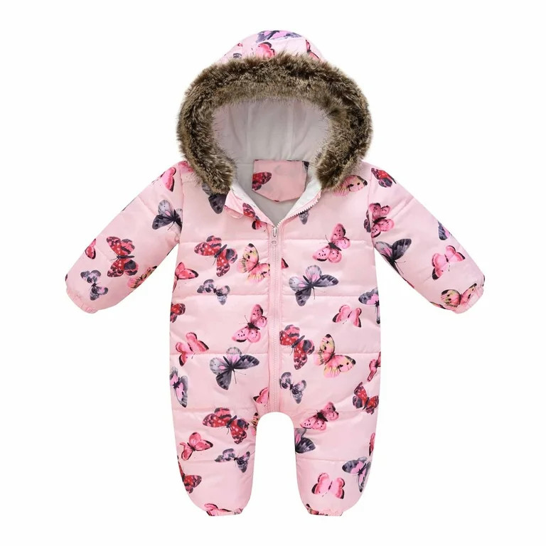Winter Coats for Kids with Hoods Infant Thick Warm Puffer Romper Toddler Thicken Zipper Hooies Ju... | Walmart (US)