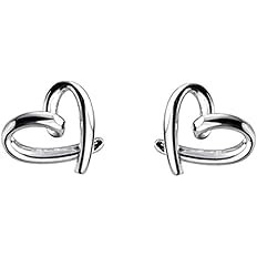 Minimalist Heart Sterling Silver Earrings for Women Girls Teens Charm Hollow Love Hearted Stud Ti... | Amazon (US)