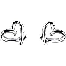 Minimalist Heart Sterling Silver Earrings for Women Girls Teens Charm Hollow Love Hearted Stud Ti... | Amazon (US)