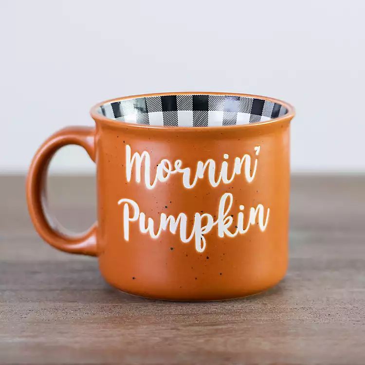 New! Orange Mornin' Pumpkin Camper Mug | Kirkland's Home