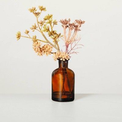 Faux Achillea & Sedum Amber Glass Bottle Arrangement - Hearth & Hand™ with Magnolia | Target