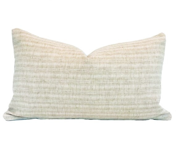 SAN JOSE LUMBAR | 12x20 Beige Soft Stripe Lumbar Pillow | Etsy (US)