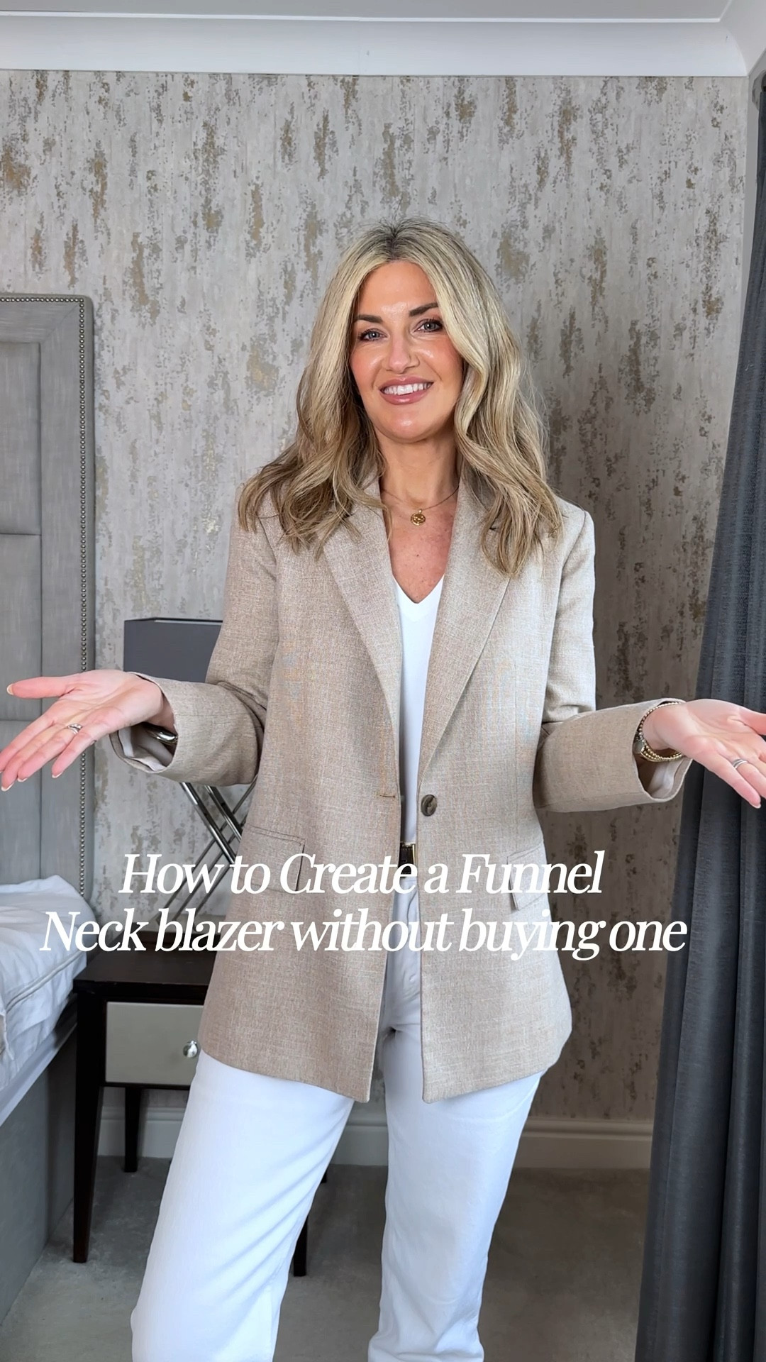 Creating a funnel neck blazer using just a brooch 

Blazer is old but linked similar 🤍

#LTKover50style #LTKstyletip #LTKspring