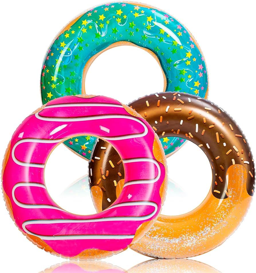 JOYIN Donut Pool Float with Glitters 32.5” (3 Pack), Funny Tube Toys for Swimming Pool Party an... | Amazon (US)