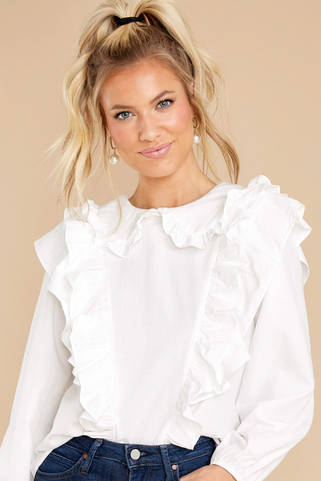 Pretty And Proper White Top | Red Dress 