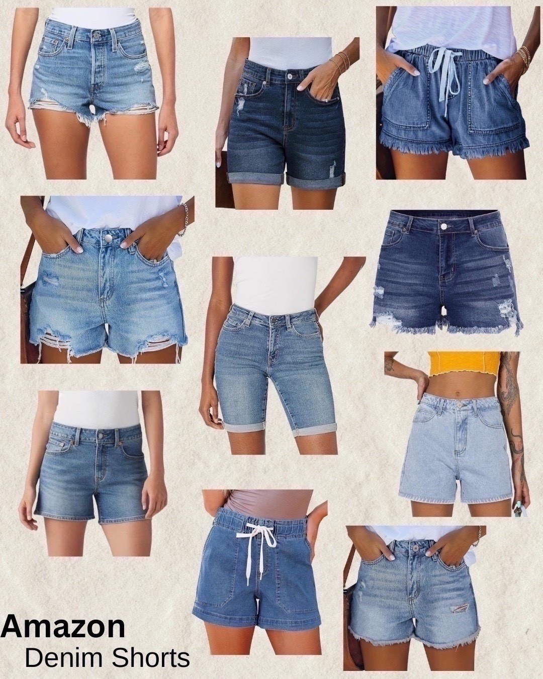 Women's denim shorts. Jean shorts. High waisted denim shorts. Distressed denim shorts. Drawstring denim shorts. Amazon denim shorts

#LTKootd #LTKdayinmylife #LTKSeasonal