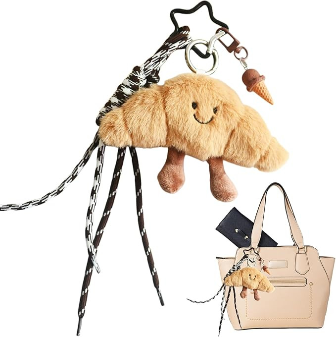 Croissant Schlüsselanhänger, Nettes Lächelndes Gesicht Bag Charms, Weich | Amazon (DE)