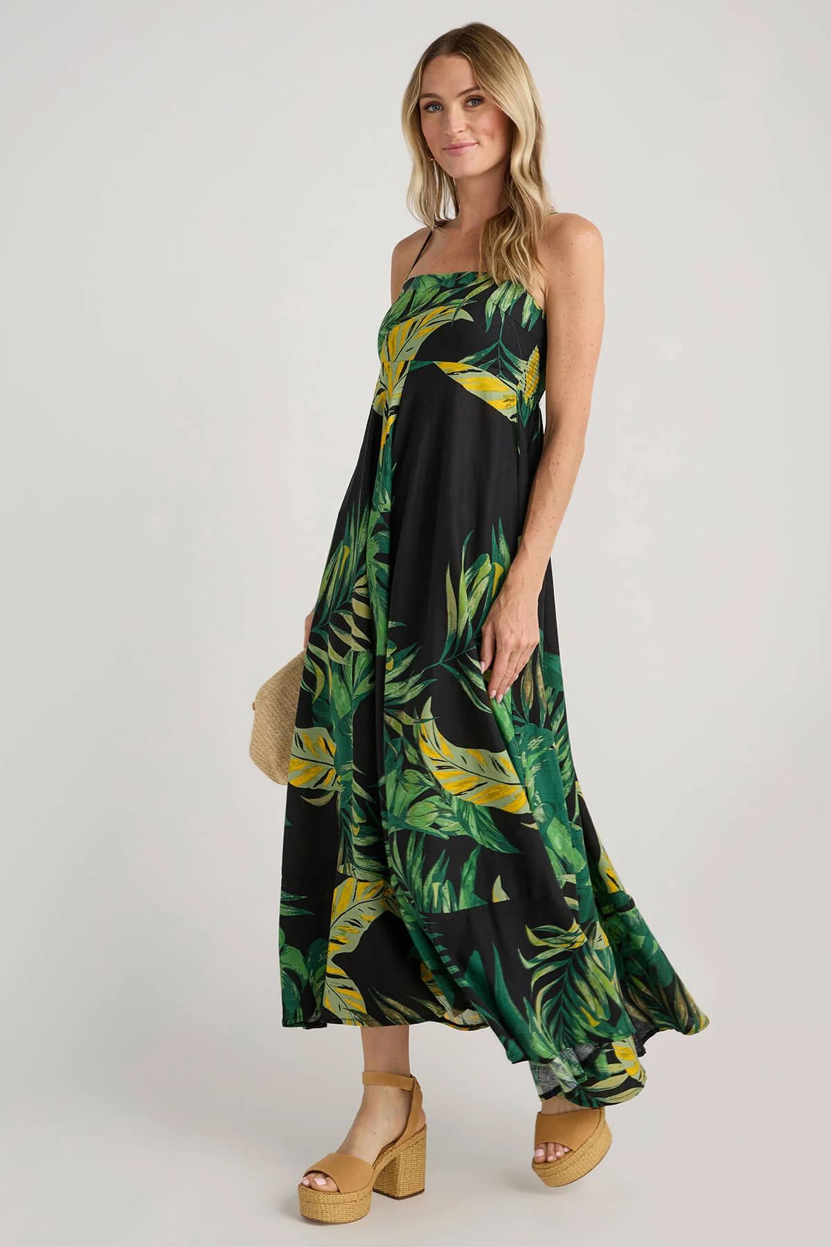 Olivaceous Jane Palm Print Maxi Dress | Social Threads