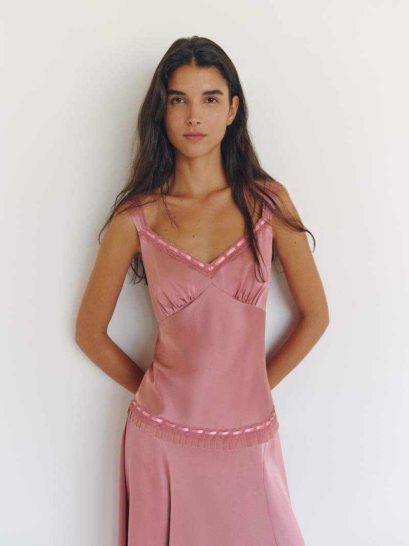Reformation Salome Silk Top Pink 2 | Reformation (Global)