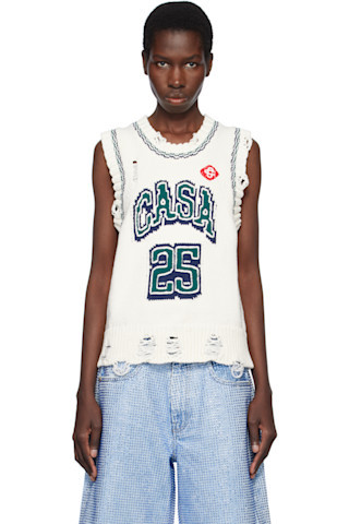Casablanca - Off-White Intarsia Baseball Tank Top | SSENSE