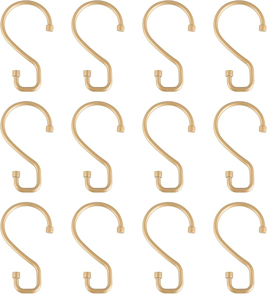 Bath Bliss 12 Pack S-Hook Shower Curtain Rings | Bathroom | Metal S Shaped Hooks | Easy Glide | E... | Amazon (US)