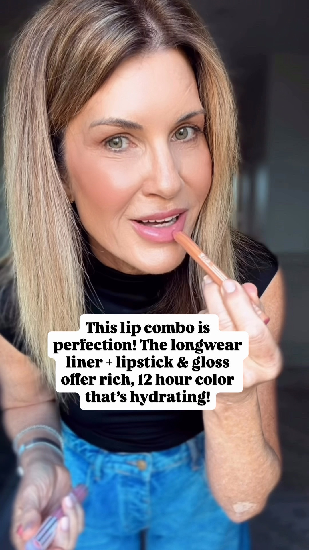 ILIA  lip sketch hydrating crayon in DECO
Charlotte Tilburry pretty pale pink in Liv it Up
And Mac lipglass gloss in Snobbish

#LTKOver40