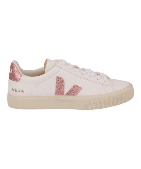 VEJA White & Pink Campo Leather Sneakers - Women | Zulily