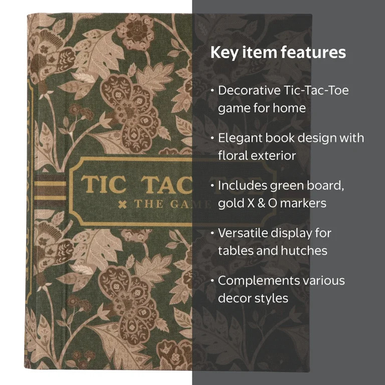 Home Decor Collection Sterling & Noble Home Green Floral Tic Tac Toe Game Set Book | Walmart (US)