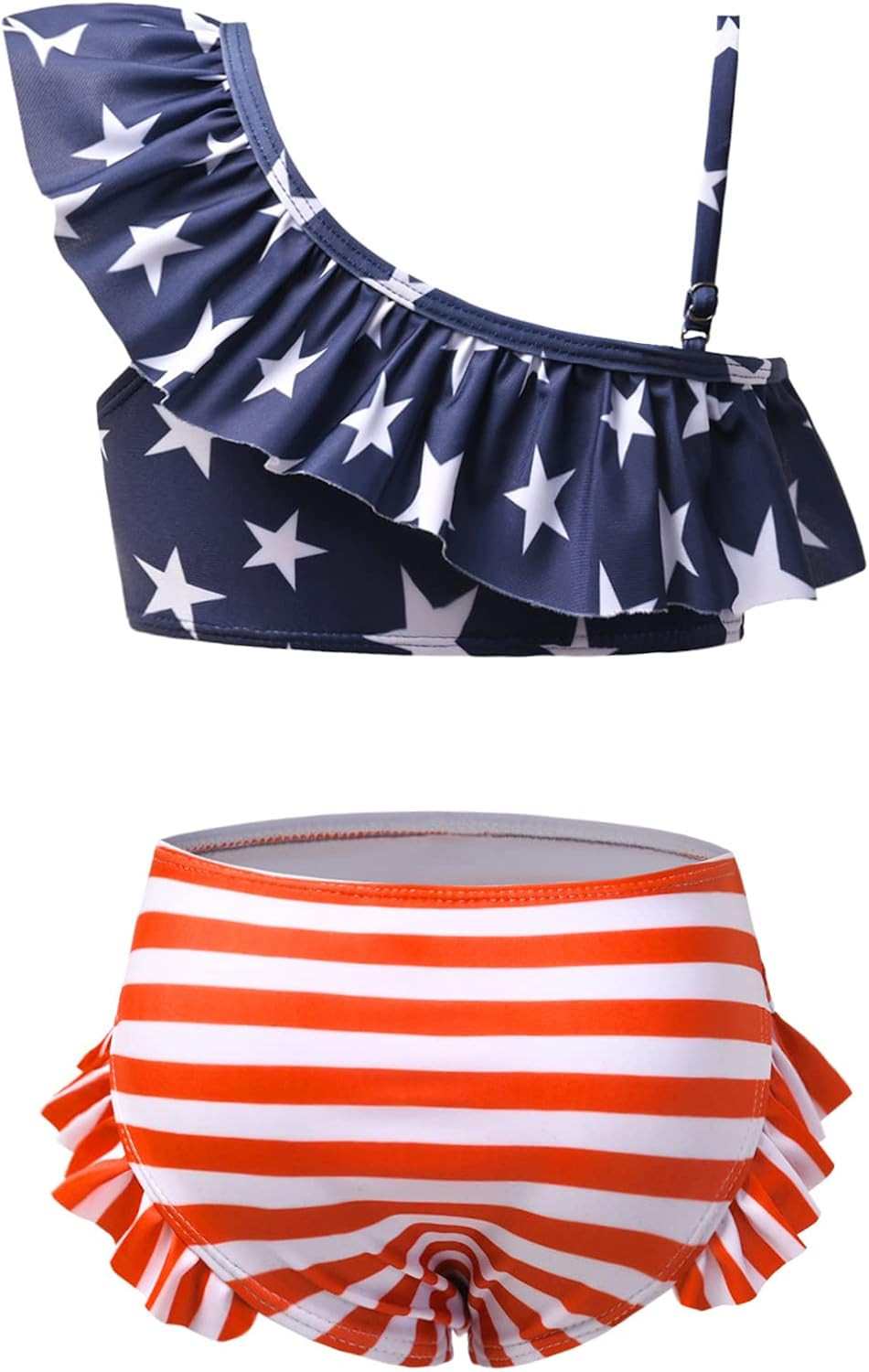 CHILDRENSTAR Girls One Shoulder Swimsuits Kids Two Piece Bathing Suits Beach Pool Swimwear | Amazon (US)