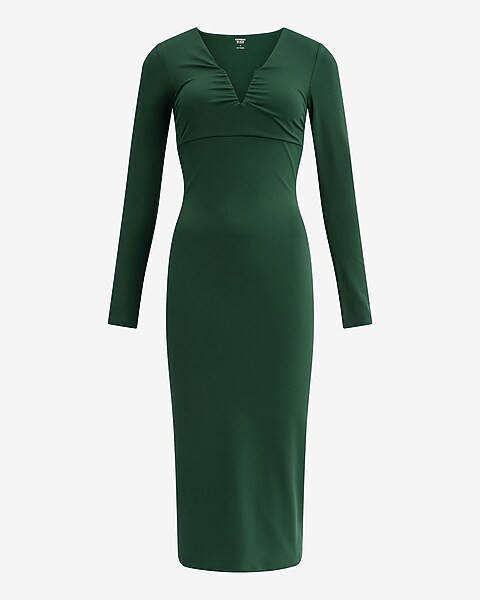 Body Contour High Compression V-Neck Ruched Midi Dress | Express