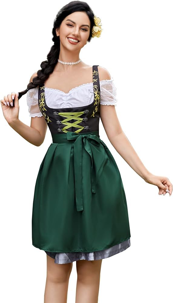 GloryStar Women's German Dirndl Dress Traditional Bavarian Oktoberfest Costumes for Halloween Carniv | Amazon (US)