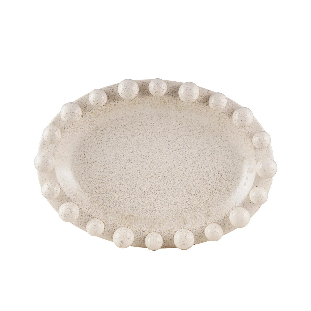 Handmade Ceramic White Decoration Dish, Bobble Edged Oval Serving Bowl Home Decor Accent Piece | Wayfair UK