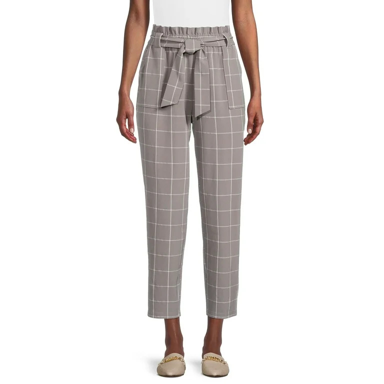 Nine.Eight Women’s Cropped Paper Bag Waist Pants | Walmart (US)