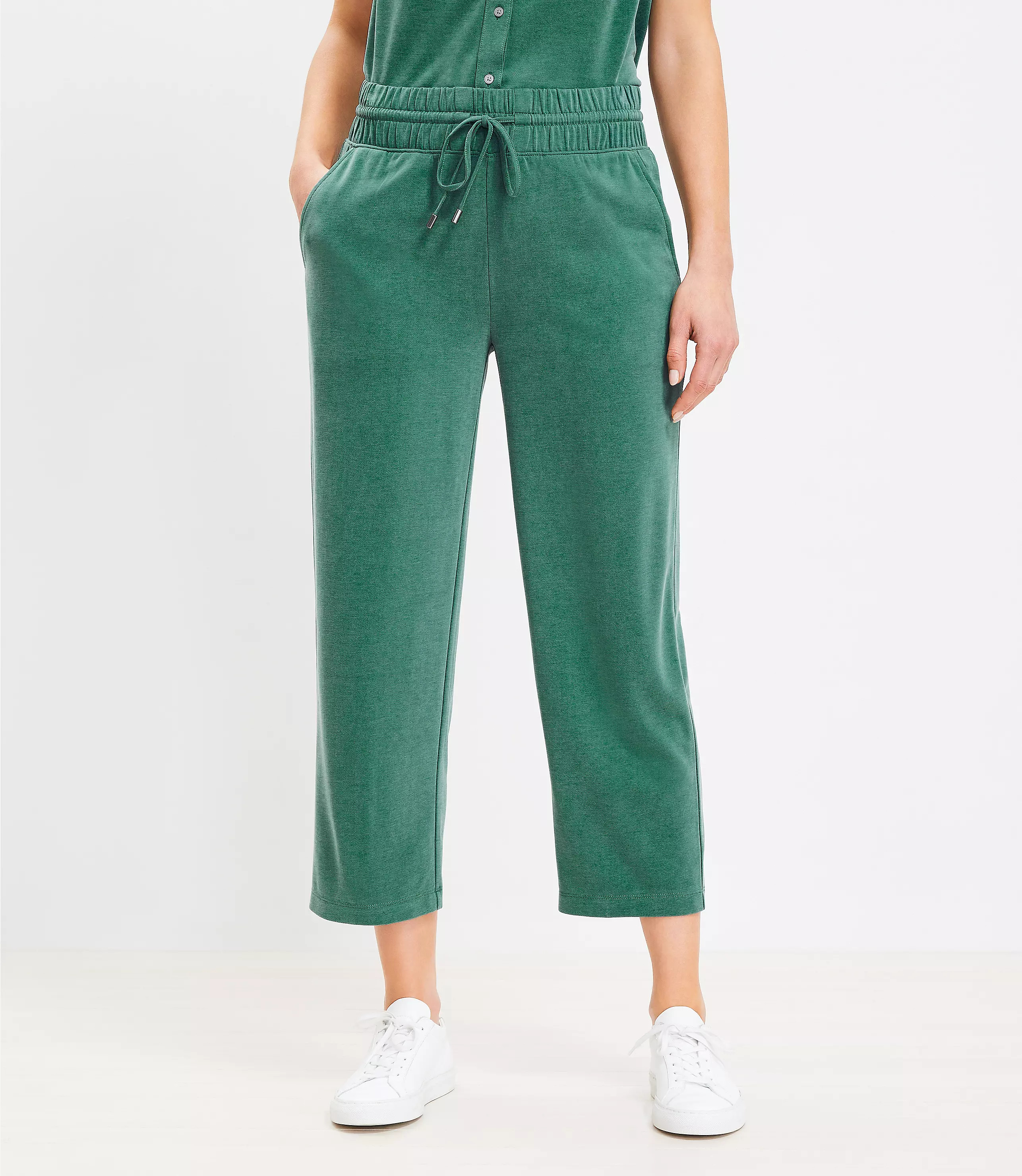 Lou & Grey Sandwashed Wide Leg Crop Drawstring Pants | LOFT