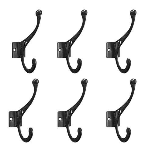 Vintage Black Wall Mount Hooks, 6 Packs Heavy Duty Antique Decorative Hook for Hanging Coat, Towels, Keys, Hat, Bags | Amazon (US)