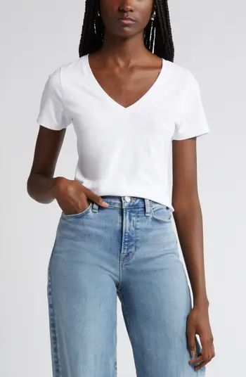 Everyday V-Neck Pima Cotton Blend T-Shirt | Nordstrom