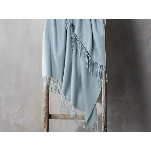 100% Merino Wool Collection Solid Color Throw - Blue | Bed Bath & Beyond