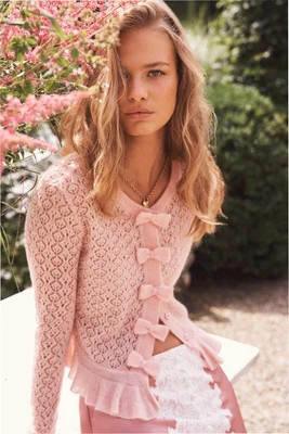 Galle Wool-Mohair Pointelle Cardigan PARLOR ROSE / XS | LoveShackFancy