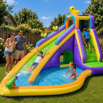 Pogo Bounce House Backyard Kids Home Water Park Inflatable Water Slide with Splash Pool - Ducks | Target