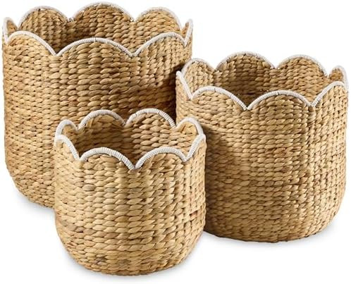 Best Choice Products 3pc Water Hyacinth Scalloped Multipurpose Nesting Baskets, Storage Bin Organ... | Amazon (US)