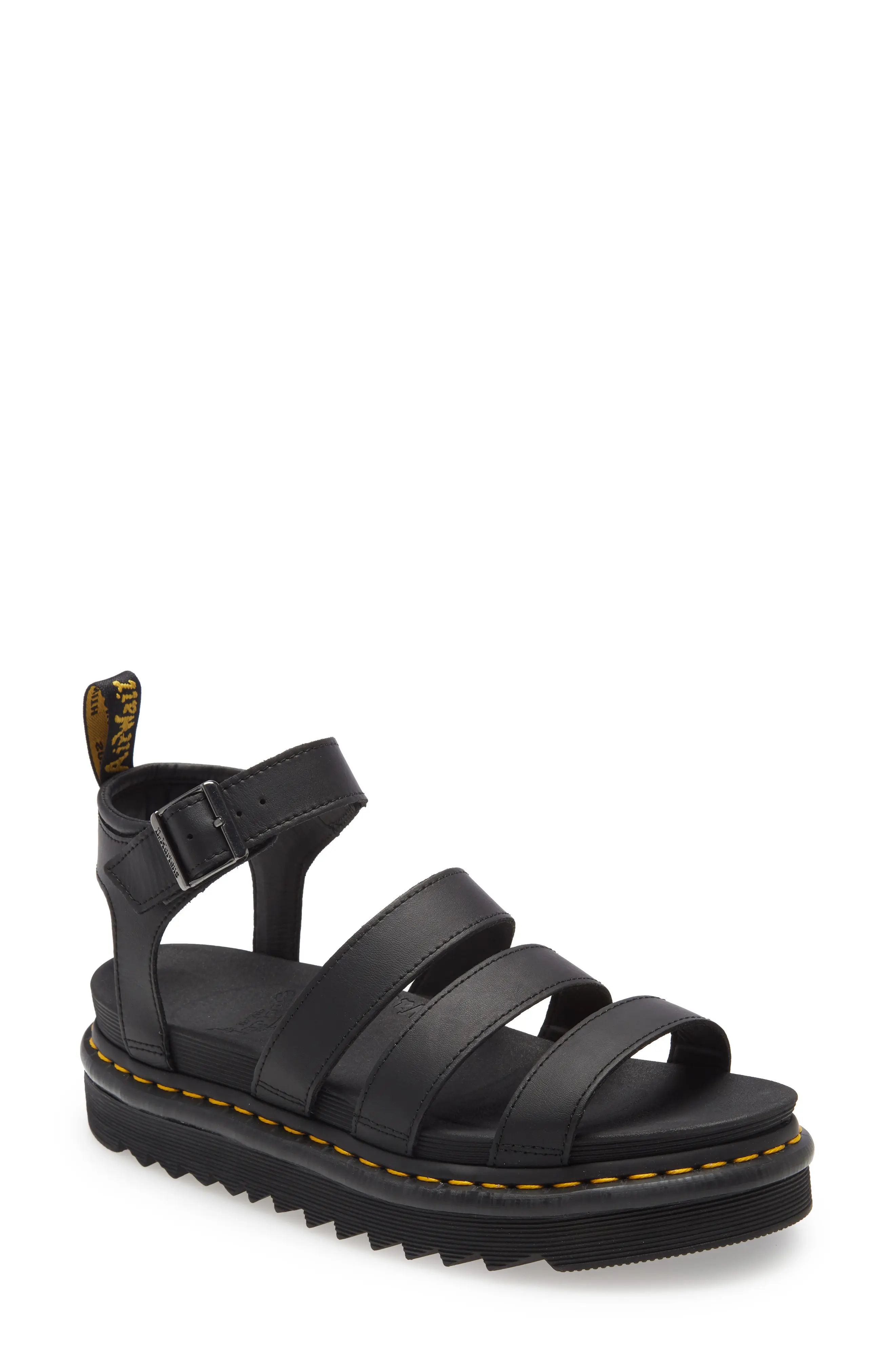 Dr. Martens Blaire Sandal in Black Hydro Leather at Nordstrom, Size 5Us | Nordstrom