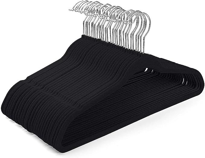 HOUSE DAY Black Velvet Hangers -60 Pack- Non Slip Felt Hangers Space Saving Clothes Hanger Velvet... | Amazon (US)