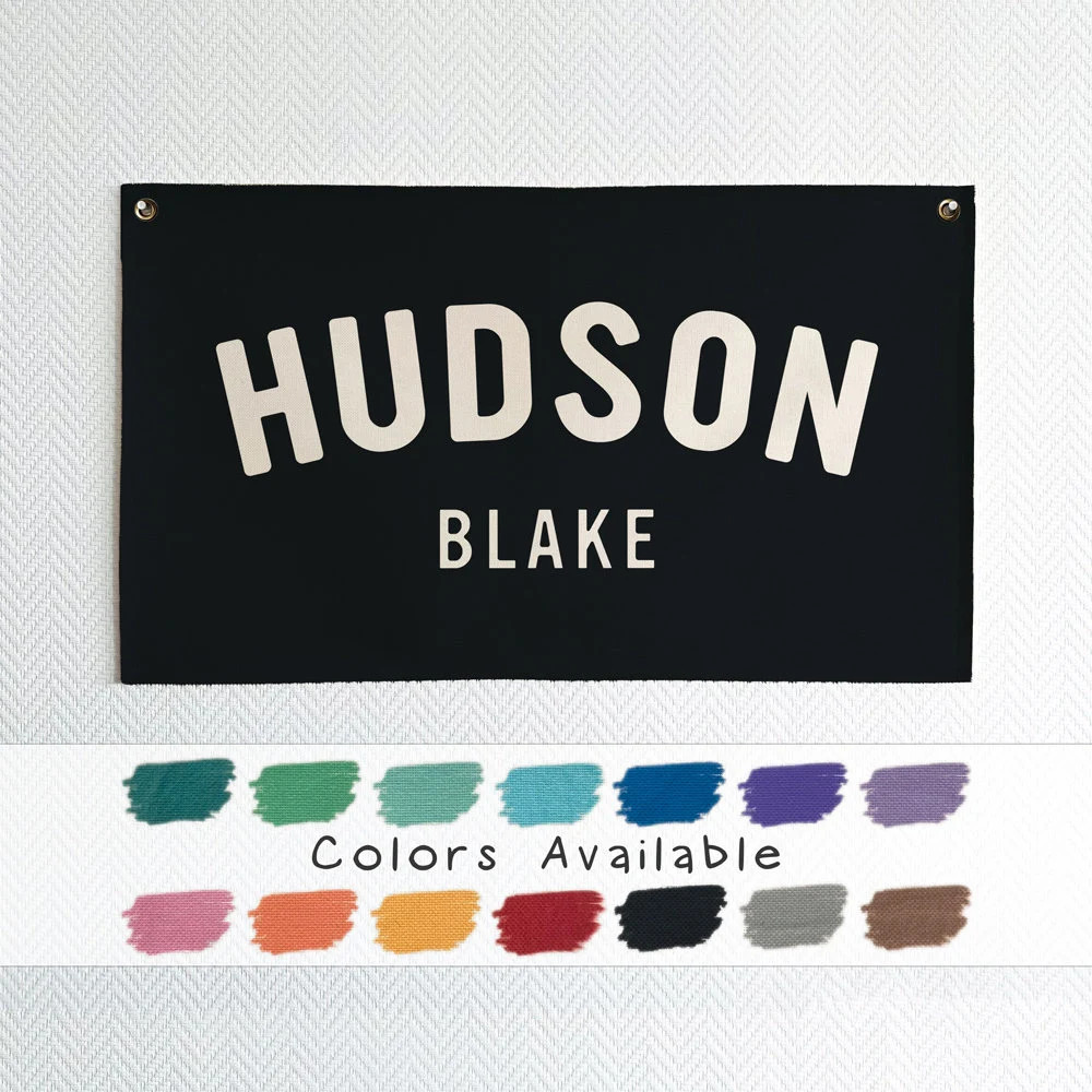 Baby Name Flag, Custom Name Banner, Nursery Name Sign, Linen Look Canvas Easy Clean Machine Washable Boho Cozy Nursery Decor Wall Art BNF-9 | Etsy (Global)