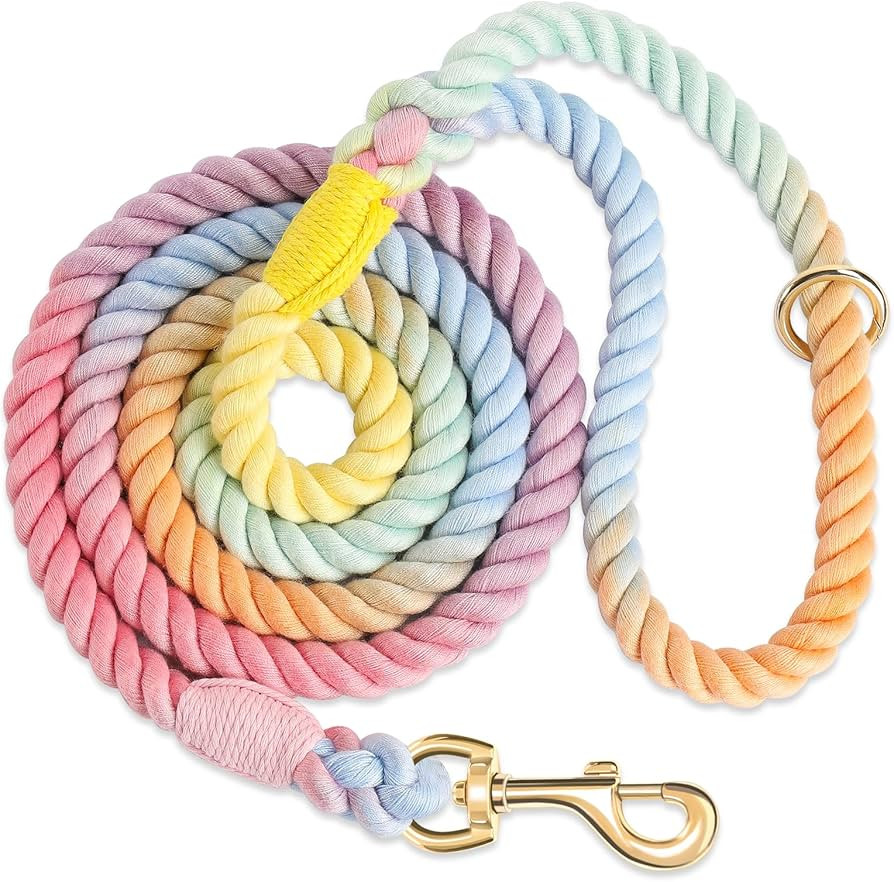 Dog Leash 5 FT Handmade Braided Cotton Rope Leashes for Small Medium and Large Dogs, New Golden H... | Amazon (US)