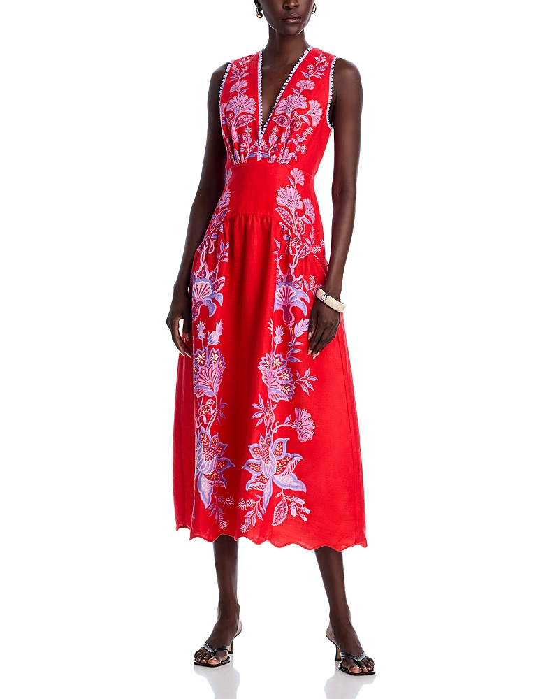 Farm Rio Porcelain Garden Linen Midi Dress | Bloomingdale's (US)