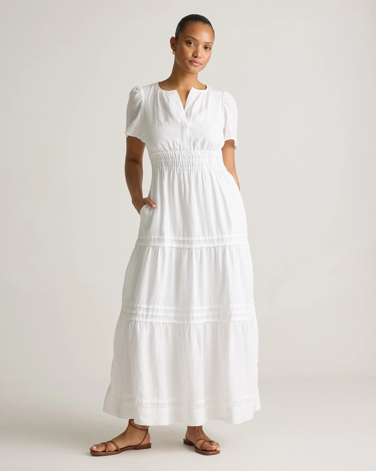 100% European Linen Tiered Maxi Dress | Quince
