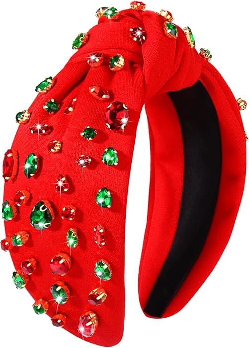 NVENF Rhinestone Knotted Headbands for Women, Crystal Beaded Jeweled Headbands, Top Knot Headband... | Amazon (US)