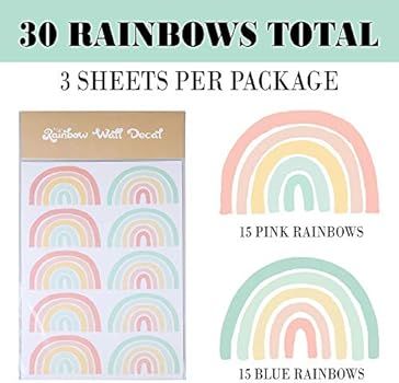 Rainbow Wall Decal | Rainbow Decals for Girl Room | Rainbow Wallpaper | Boho Rainbow Decor | Rain... | Amazon (US)