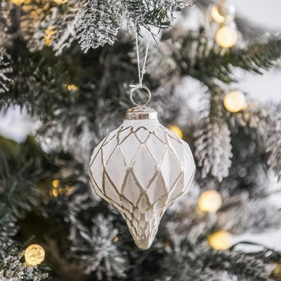 TopComfy Decorative Object Glass Christmas Ball Ornaments Set of 6 for Holiday Party Decorations, White, 4.3"*4.3"*4.3" | Target