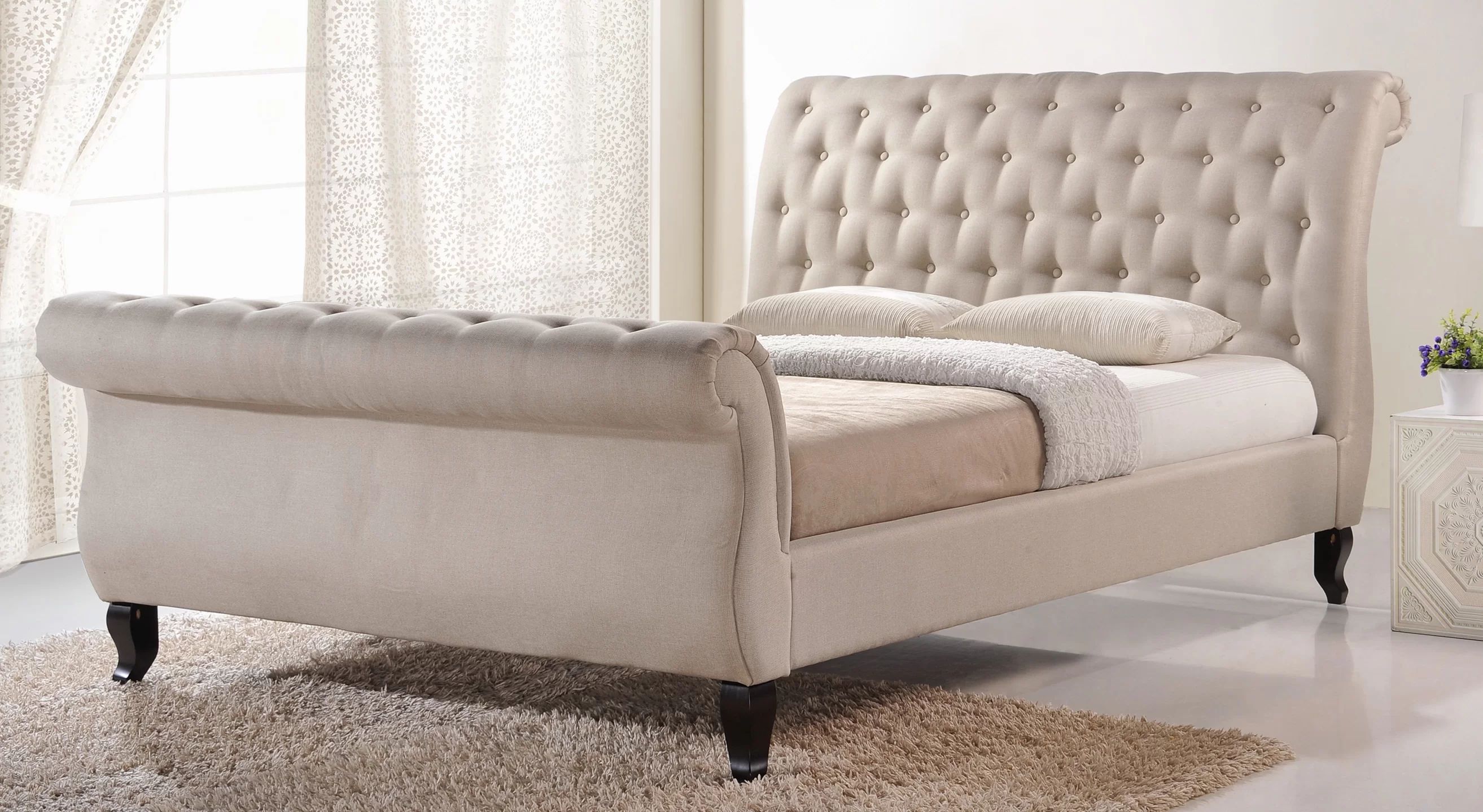 Vidette Tufted Upholstered Sleigh Platform Bed | Wayfair North America