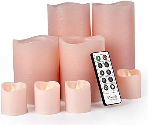 Amazon.com: Furora LIGHTING LED Flameless Candles with Remote Control, Pink in Set of 8, Real Wax... | Amazon (US)