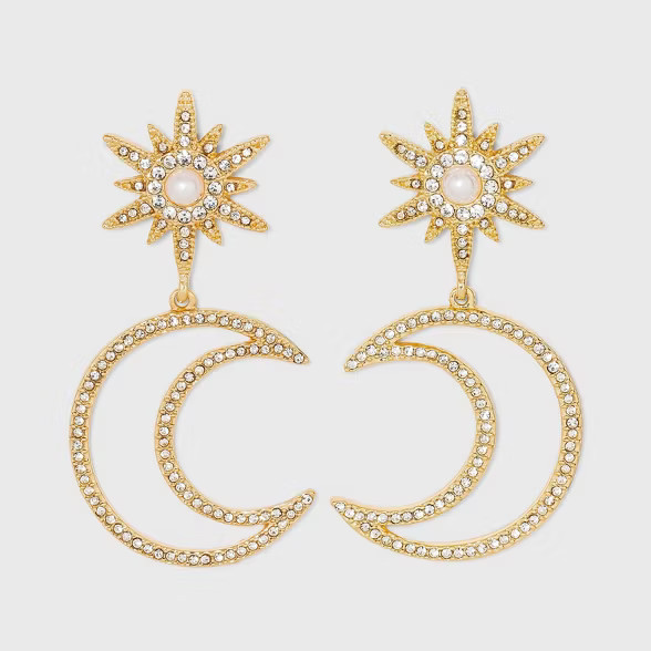 SUGARFIX by BaubleBar Star and Moon Drop Earrings - Gold | Target