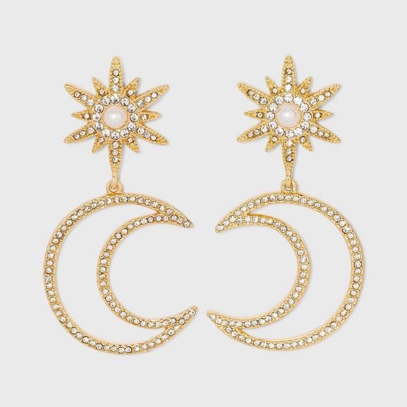 SUGARFIX by BaubleBar Star and Moon Drop Earrings - Gold | Target