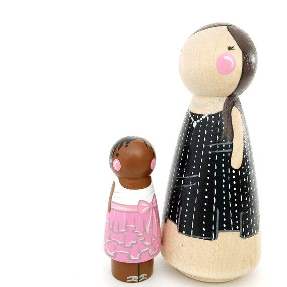 Custom Peg Doll Parent & Child Peg Set // Mother and Daughter | Etsy | Etsy (US)